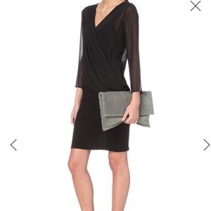 All Saints Lowe Jersey Chiffon Layered Dress Black US 6